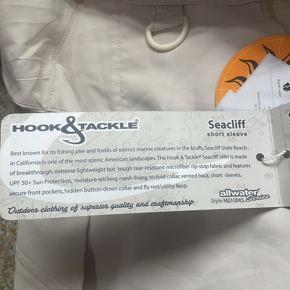 Hook & tackle shirt short sleeves nylon 50 SPF repels water dries fast men’s S - Picture 14 of 16